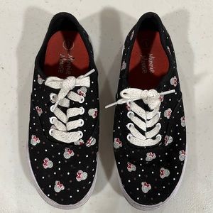 Girls Black Minnie Mouse Glitter Sneaker Size 1.